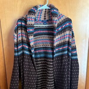 Chaps Fair Isle Shawl Collar Cardigan Sweater Cotton Size L